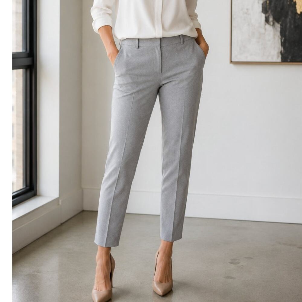 Theory Testra2S Gray Ankle Dress Pants Slim Career Trousers Size 6 Minimalist